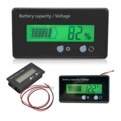 Jauge de capacité de Batterie LCD Indicateur de Niveau de Batterie au Lithium GuanjunLI Étanche Rétroéclairage Vert pour Batterie de véhicule 